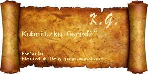 Kubritzky Gergő névjegykártya